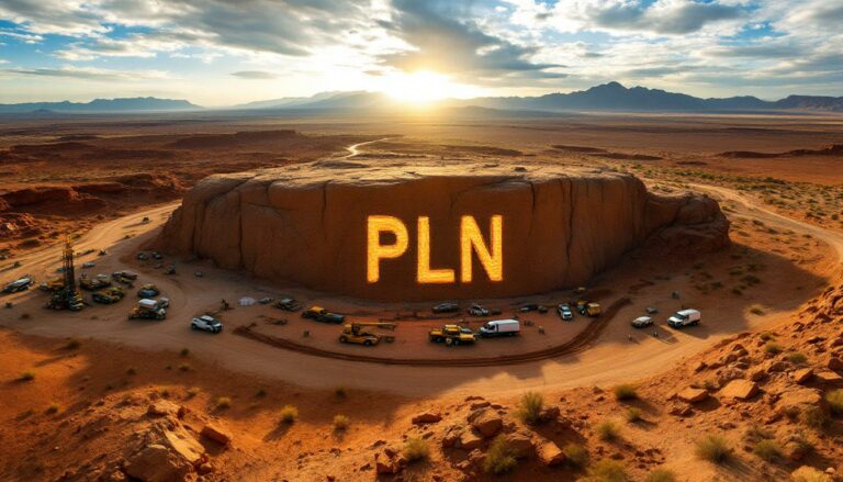 Pioneer Lithium Ltd-PLN-Desert scene with "PLN" glowing letters.