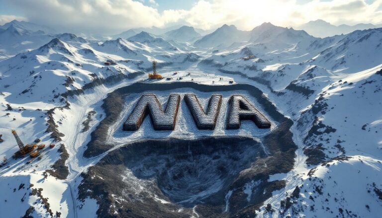 Nova Minerals Ltd-NVA-NVA carved into snowy mountain landscape.