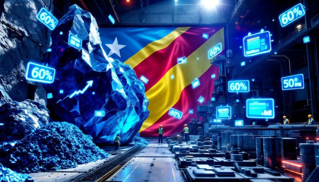 Congo cobalt processing highlighted by digital graphics.