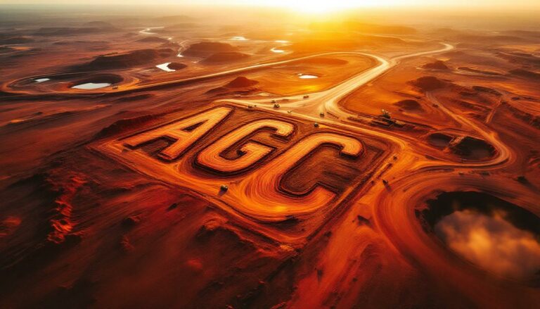 Australian Gold and Copper Ltd-AGC-AGC logo carved in desert landscape.