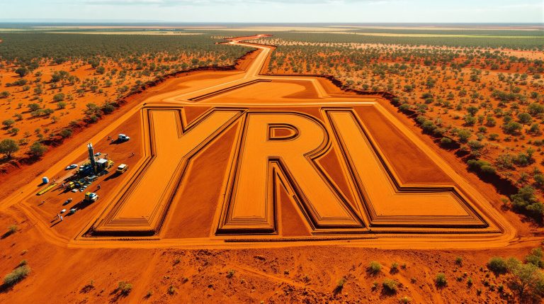 Yandal Resources Ltd-YRL-YRL logo carved into desert landscape.