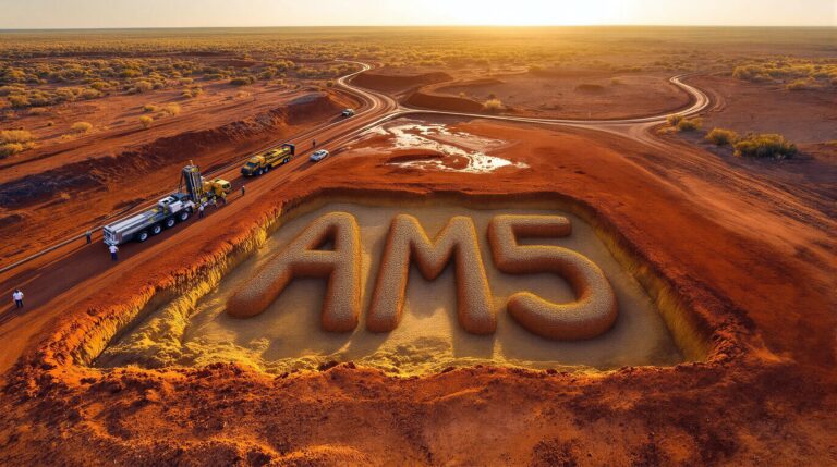 Antares Metals Ltd-AM5-AM5 excavated in sandy desert landscape.