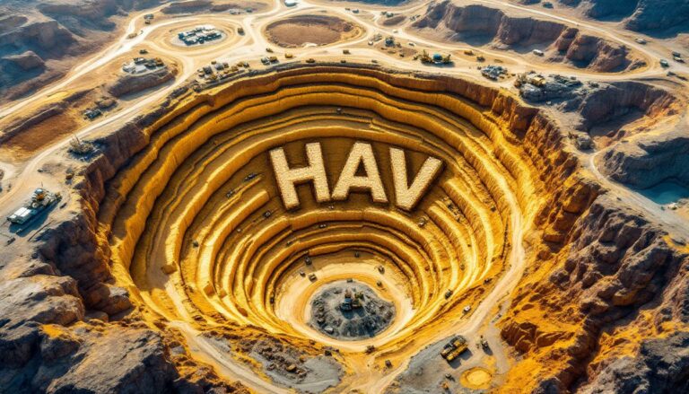 Havilah Resources Ltd-HAV-HAV text in a spiral pit.