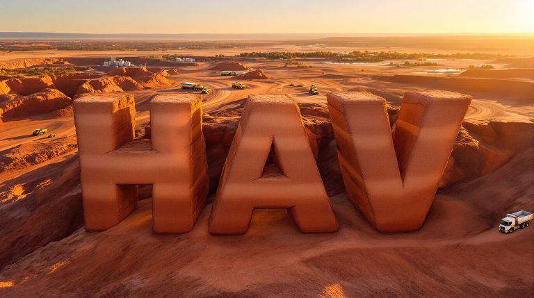 Havilah Resources Ltd-HAV-HAV letters in desert excavation scene.