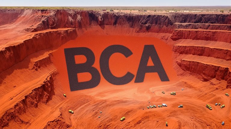 Black Canyon Ltd-BCA-BCA mine with red rocky landscape.