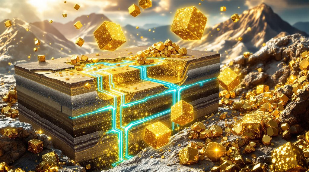 Illustration of gold sulfide deposit formation.