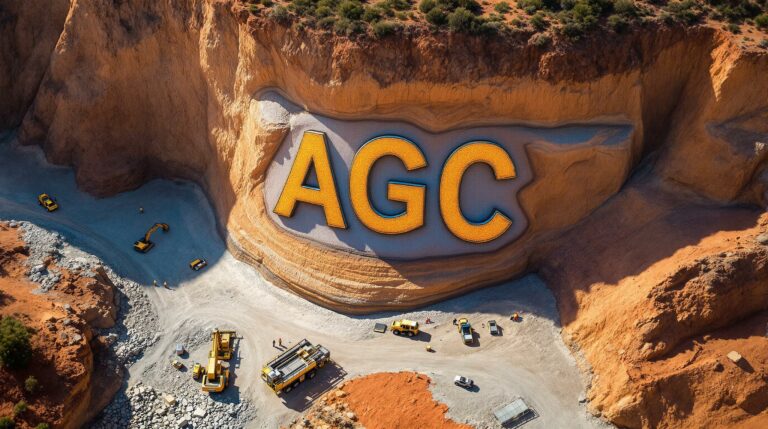 Australian Gold and Copper Ltd-AGC-AGC logo carved into rock canyon.