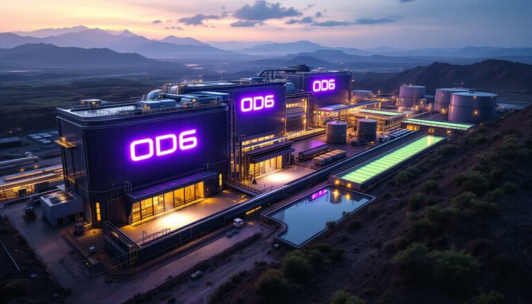 OD6 Metals Ltd-OD6-OD6 glowing on modern industrial buildings.