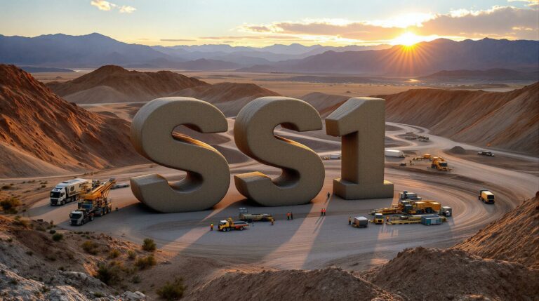 Sun Silver Ltd-SS1-Giant "SS1" letters in desert landscape.