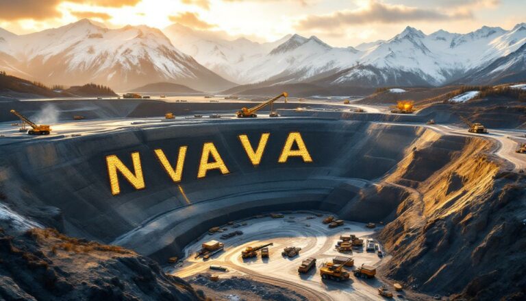 Nova Minerals Ltd-NVA-NVAVA carved in lit quarry backdrop.