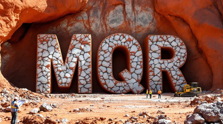 Marquee Resources Ltd-MQR-MQR letters carved in rocky desert.