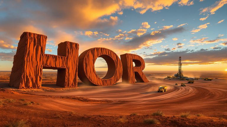 Horseshoe Metals Ltd-HOR-Red desert horizon with large letters.
