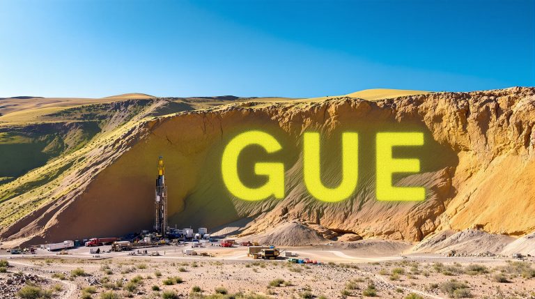 Global Uranium and Enrichment Ltd-GUE-GUE oil drilling in desert landscape.