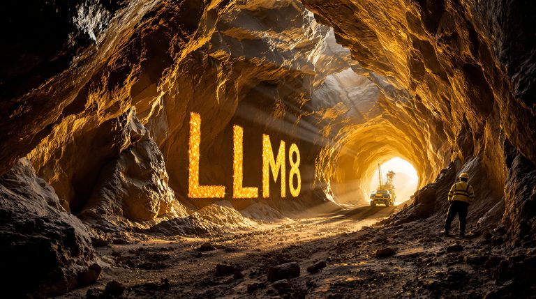 Lunnon Metals Ltd-LM8-LLM8 in illuminated underground mining tunnel.