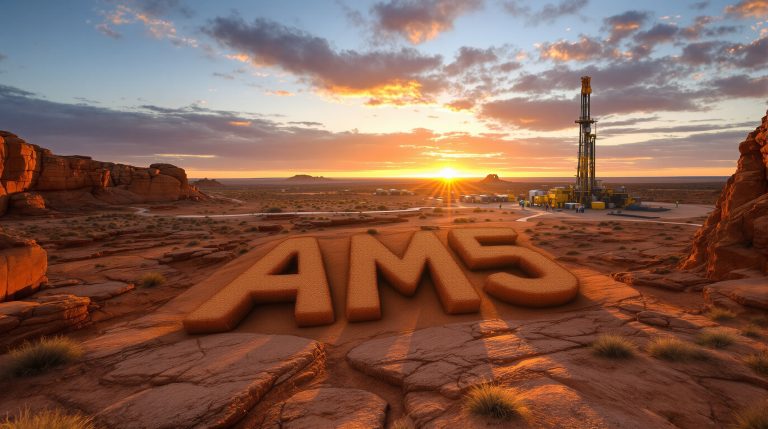 Antares Metals Ltd-AM5-AM5 desert landscape with drilling rig.