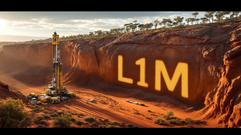 Lightning Minerals Ltd-L1M-Drilling rig in scenic desert landscape.