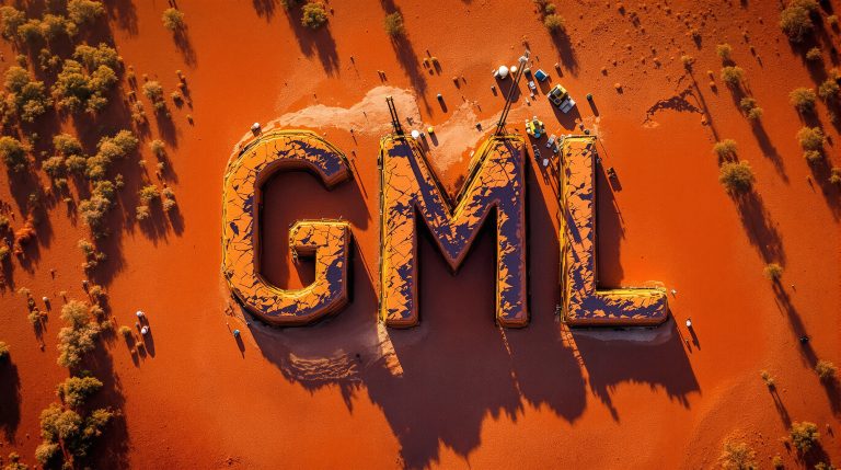 Gateway Mining Ltd-GML-GML letters on vibrant orange desert.