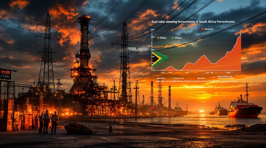 Industrial scene highlighting South Africa ferrochrome industry energy crisis.