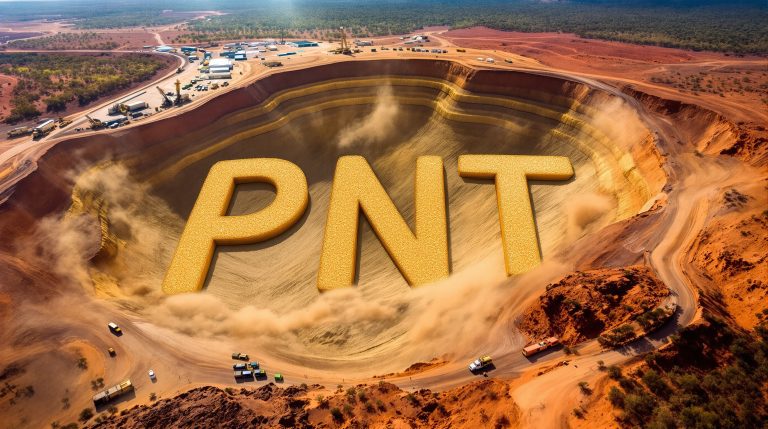 Panther Metals Ltd-PNT-PNT letters in a massive quarry.