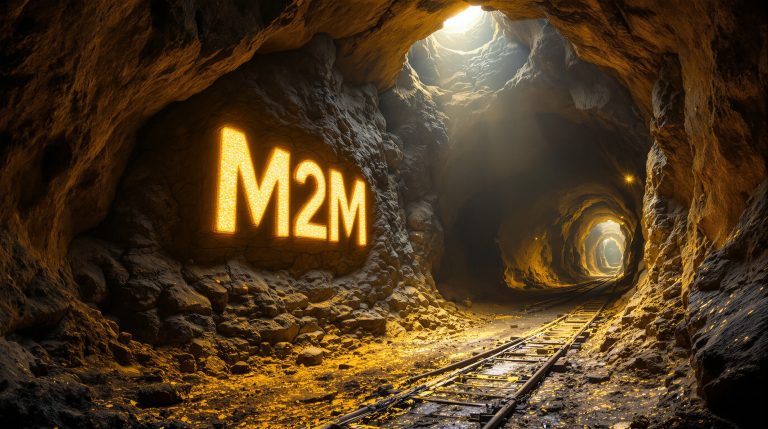 MT Malcolm Mines NL-M2M-Illuminated M2M in an underground tunnel.