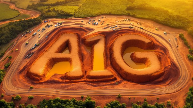 African Gold Ltd-A1G-AIG logo sculpted in vivid landscape.