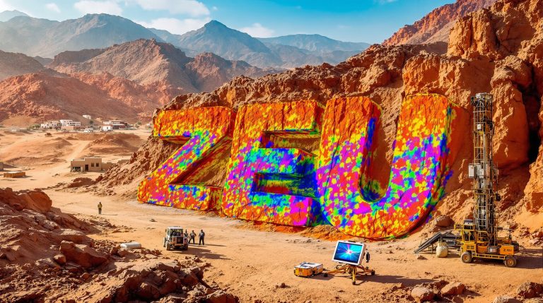ZEUS Resources Ltd-ZEU-Colorful 3D "ZEUS" in desert landscape.