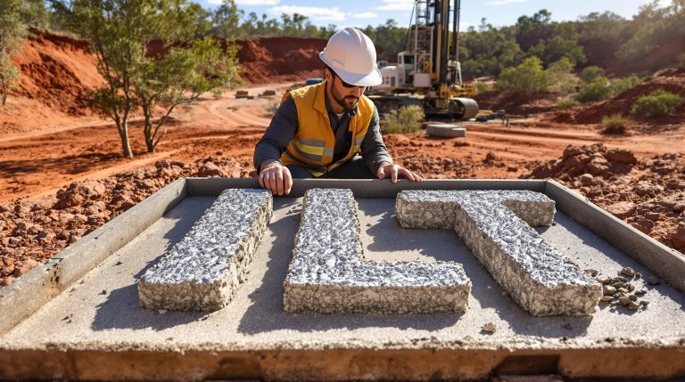 Iltani Resources Ltd-ILT-Construction site worker examines concrete block.