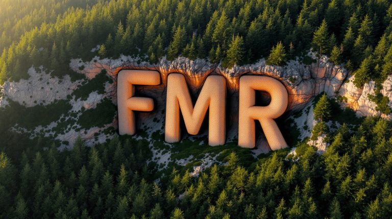 FMR Resources Ltd-FMR-FMR letters nestled in forest landscape.