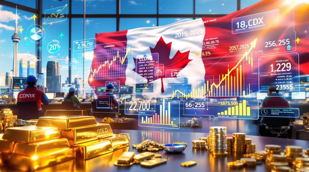 CDNX versus gold market analysis display.