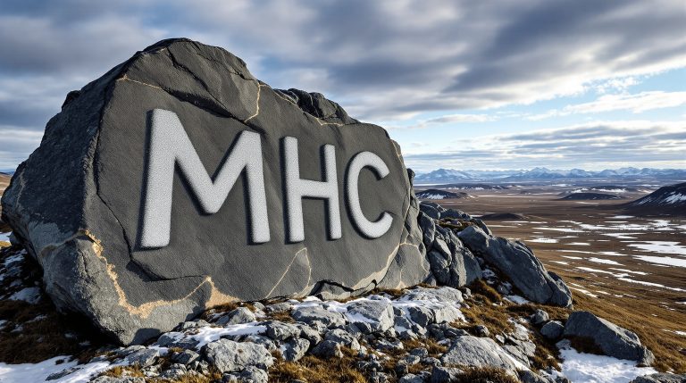 Manhattan Corporation Ltd-MHC-MHC logo on rugged natural stone.