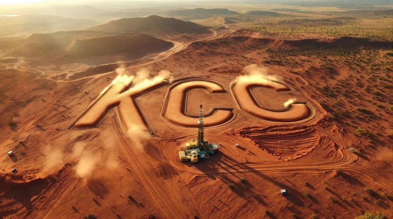 Kincora Copper Chess Depositary Interests 1:1-KCC-KCC letters carved in desert landscape.
