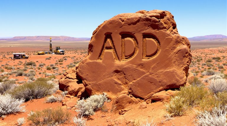 Adavale Resources Ltd-ADD-ADD carved into desert rock formation.