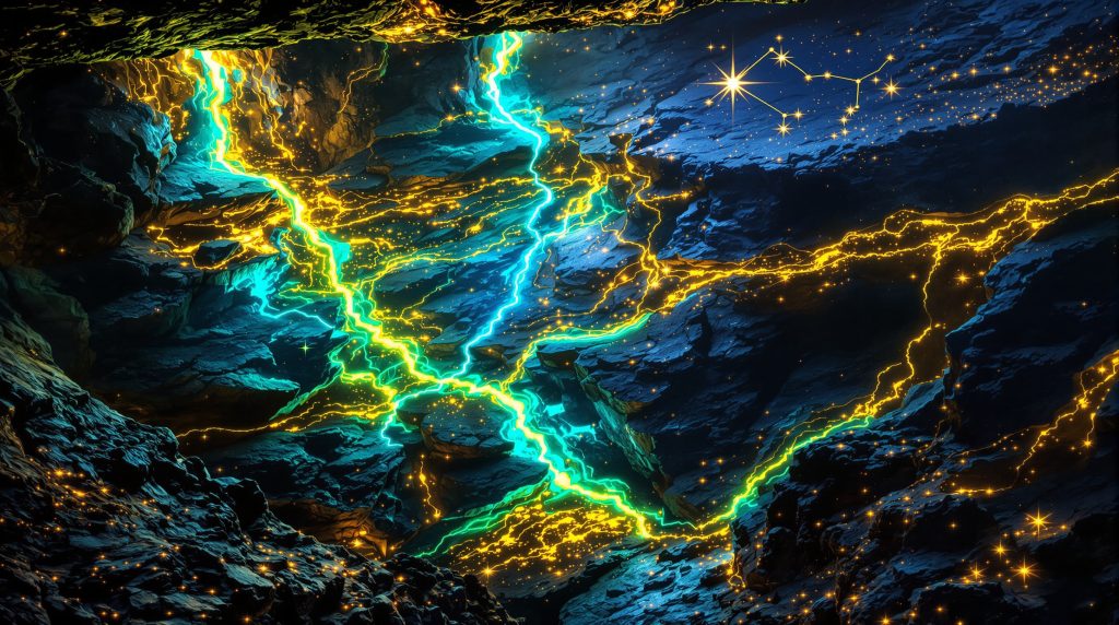 Vivid depiction of geological processes behind gold deposits.