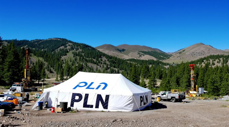 Pioneer Lithium Ltd-PLN-PLN tent at mountain drilling site.
