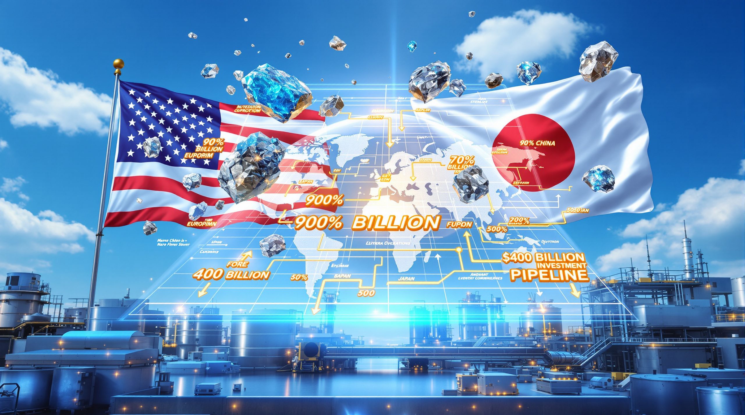 US Japan rare earth minerals agreement illustration.