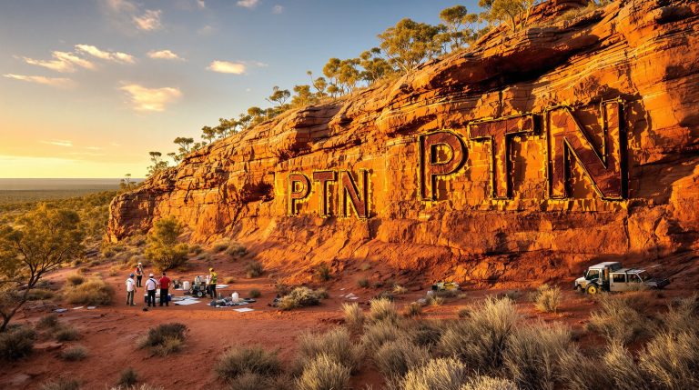 Patronus Resources Ltd-PTN-PTN installation on rocky desert landscape.