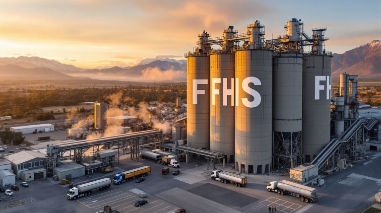 Freehill Mining Ltd-FHS-Industrial facility with large storage silos.