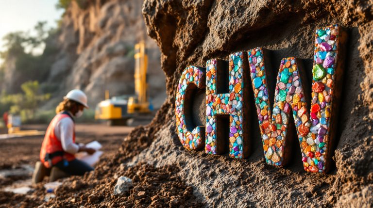 Chilwa Minerals Ltd-CHW-CHW letters embedded in rocky wall.