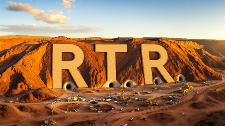 Rumble Resources Ltd-RTR-Desert landscape with giant "RTR" letters.