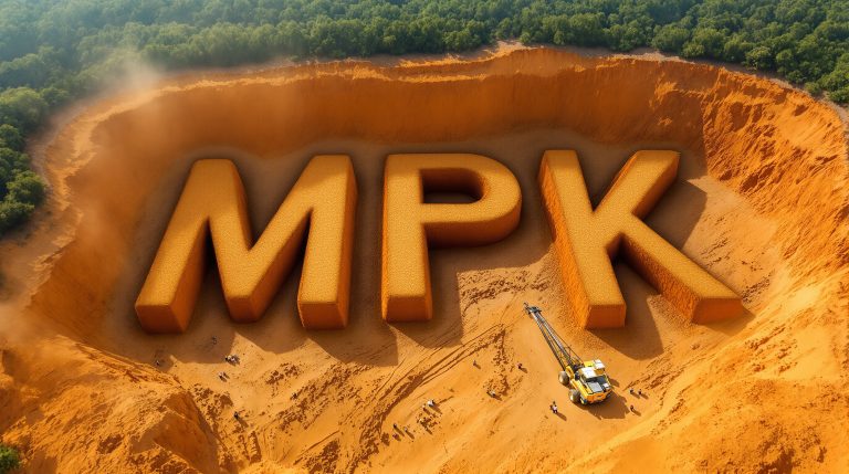 Many Peaks Minerals Ltd-MPK-MPK letters carved into massive crater.