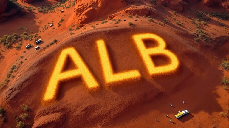 Albion Resources Ltd-ALB-Desert landscape with glowing "ALB" letters.