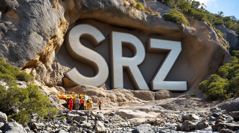 Stellar Resources Ltd-SRZ-SRZ letters carved into rocky hillside.