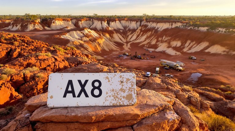Accelerate Resources Ltd-AX8-AX8 vehicle sign in desert landscape.