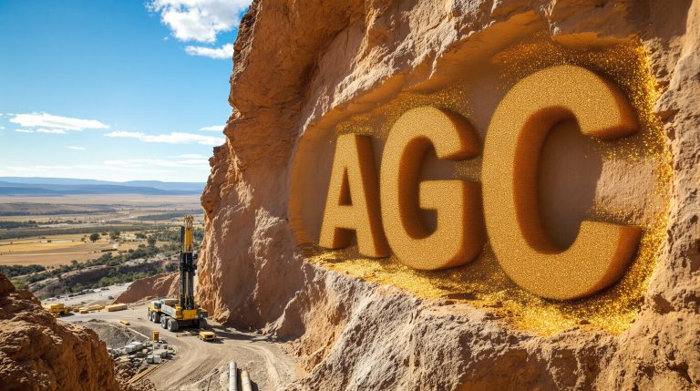 Australian Gold and Copper Ltd-AGC-AGC letters carved into rock face.
