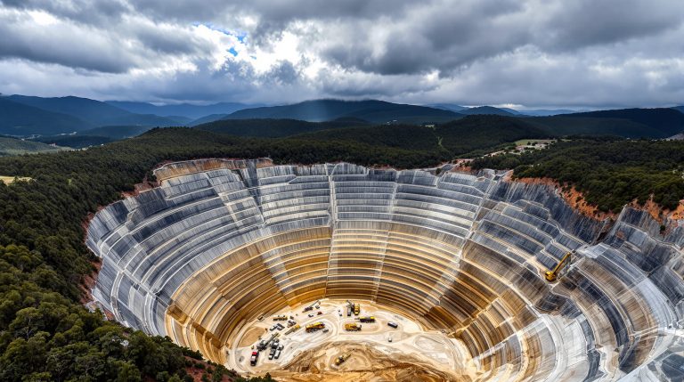 FLYNN Gold Ltd-FG1-Aerial view of expansive mining pit.