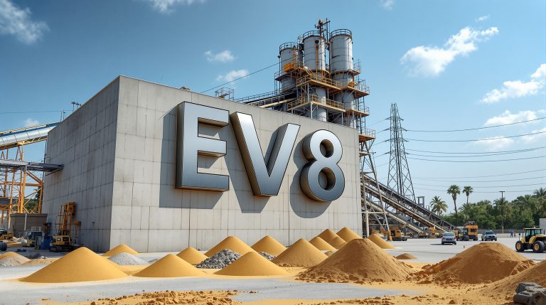 Everlast Minerals Ltd-EV8-EV8 factory exterior with sand piles.