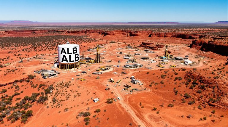 Albion Resources Ltd-ALB-Lithium mining facility in desert landscape.