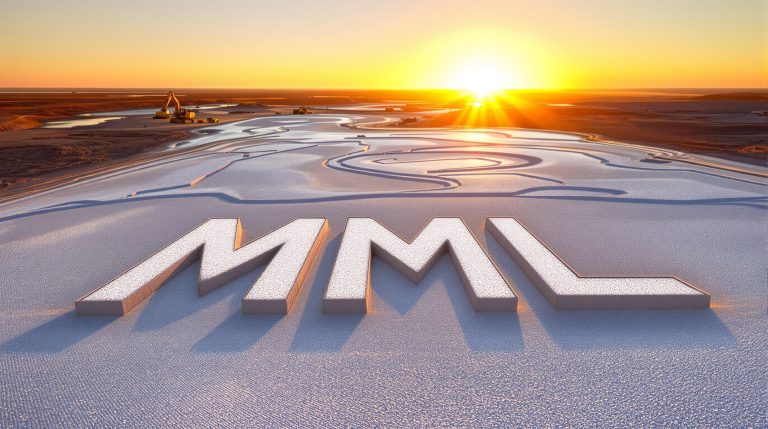 Mclaren Minerals Ltd-MML-MML logo against sunrise over landscape.