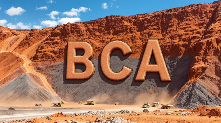 Black Canyon Ltd-BCA-BCA mining trucks in red canyon.