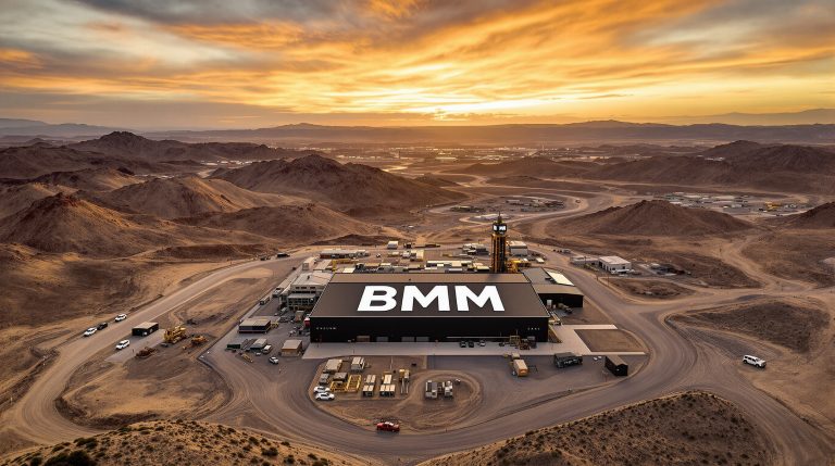 Bayan Mining and Minerals Ltd-BMM-BMM facility surrounded by desert landscape.